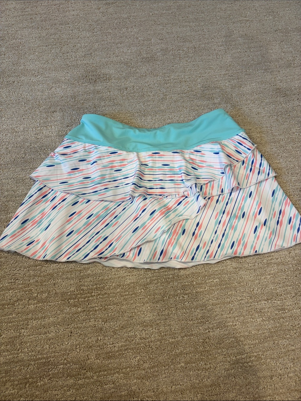 Fila Mint Waist Multicolor Printed Ruffle Skirt